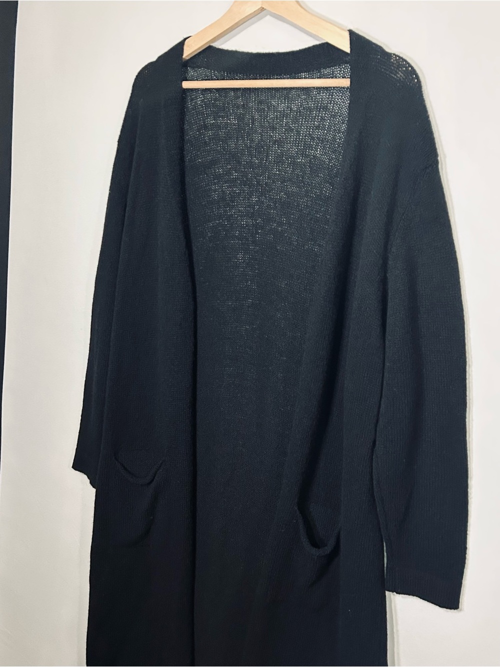 100% Cashmere Made in Italy Black Longline Cardigan Duster - Picture 2 of 8